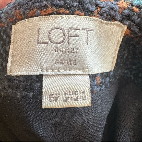 ⭐️NWOT - LOFT Petite Plaid Tweed Skirt 6P Blue Black Zipper - Picture 4 of 4
